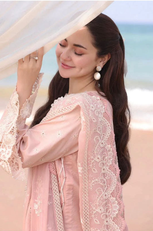 Blush Pink Cutwork Embroidered 3 Pcs Lawn Suit