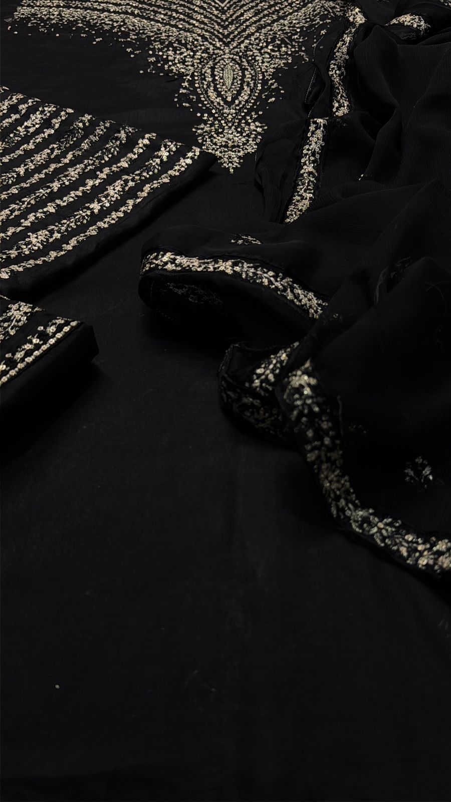 Black Heavy Embroidered 3 Pcs Formal Suit