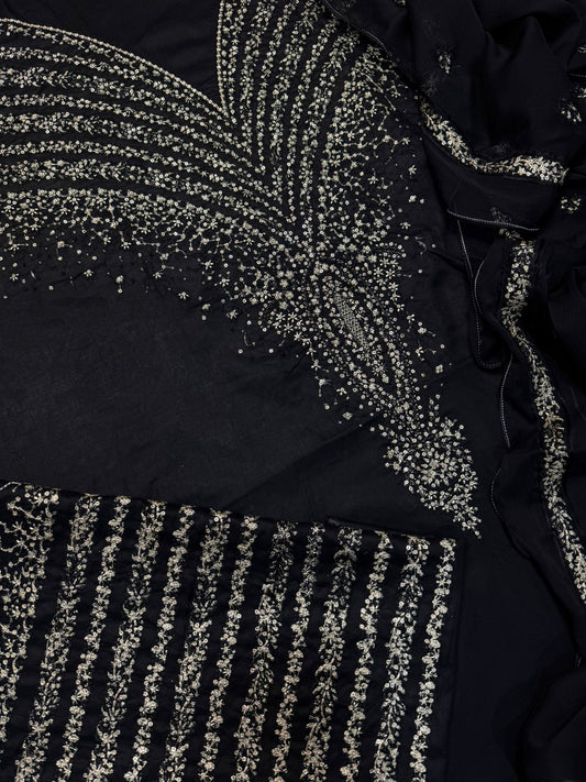 Black Heavy Embroidered 3 Pcs Formal Suit