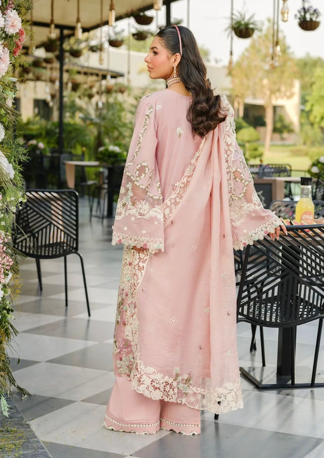 Baby Pink Floral Embroidered 3 Pcs Lawn Suit