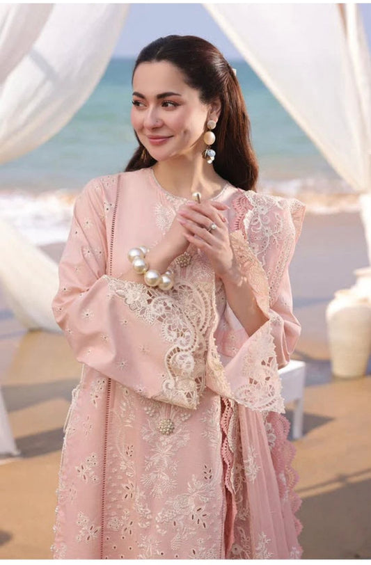Blush Pink Cutwork Embroidered 3 Pcs Lawn Suit